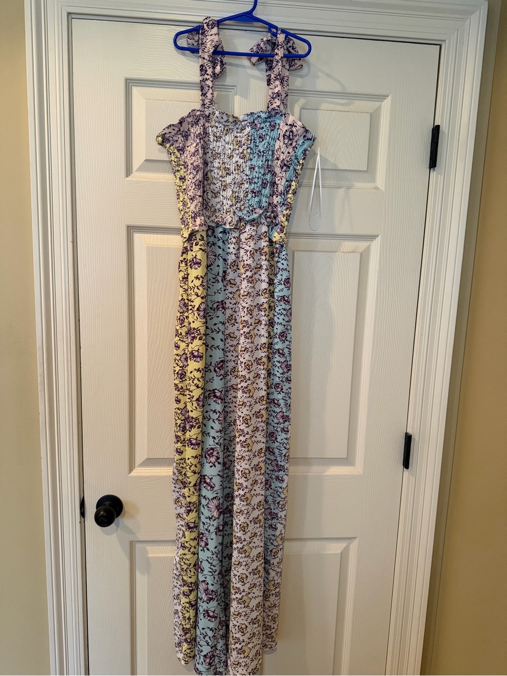 Floral Tiered Romper Pastel Yellow, Blue & Purple